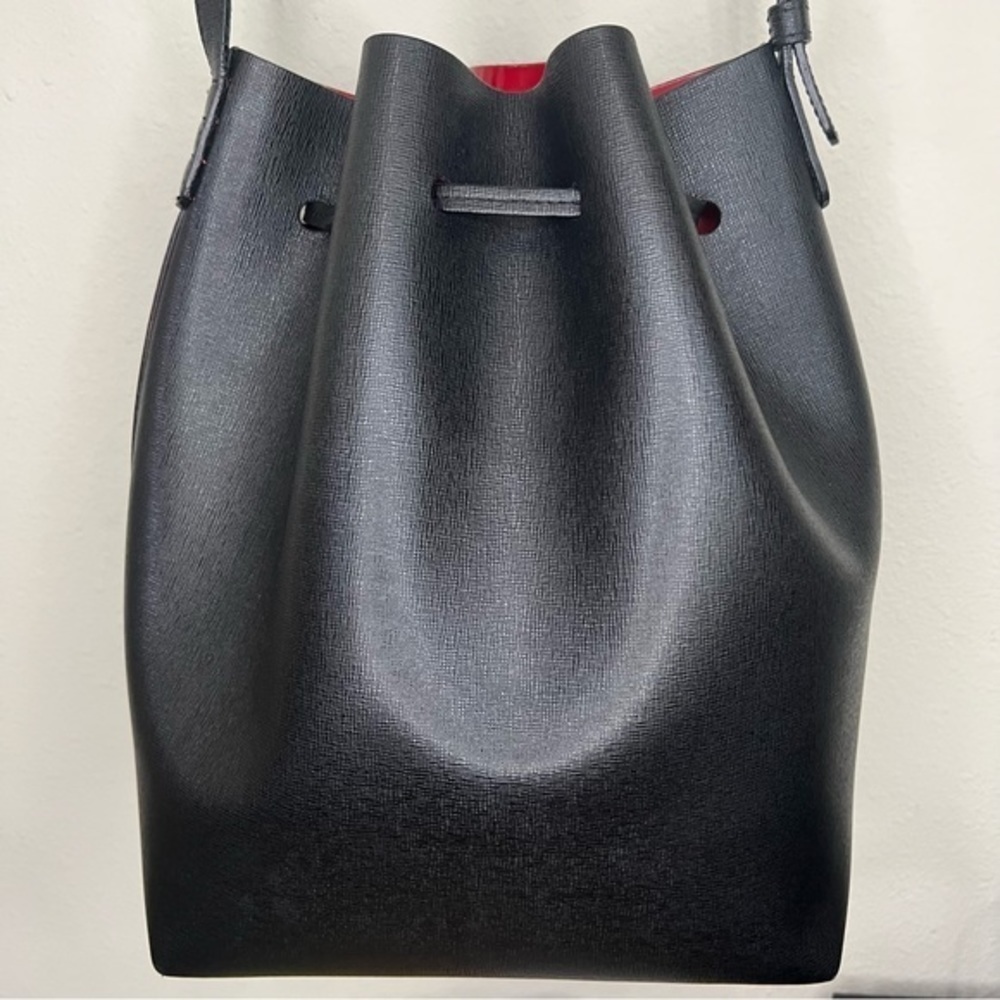 Mansur Gavriel Black Saffiano Leather Bucket Bag - Picture 6 of 11